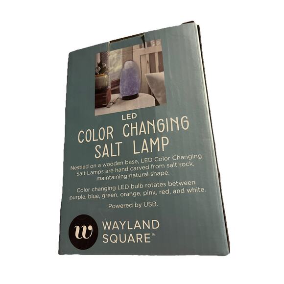 Wayland Square LED Color Changing Salt Lamp On A Wooden Base USB Powered - NWOT - Picture 4 of 6